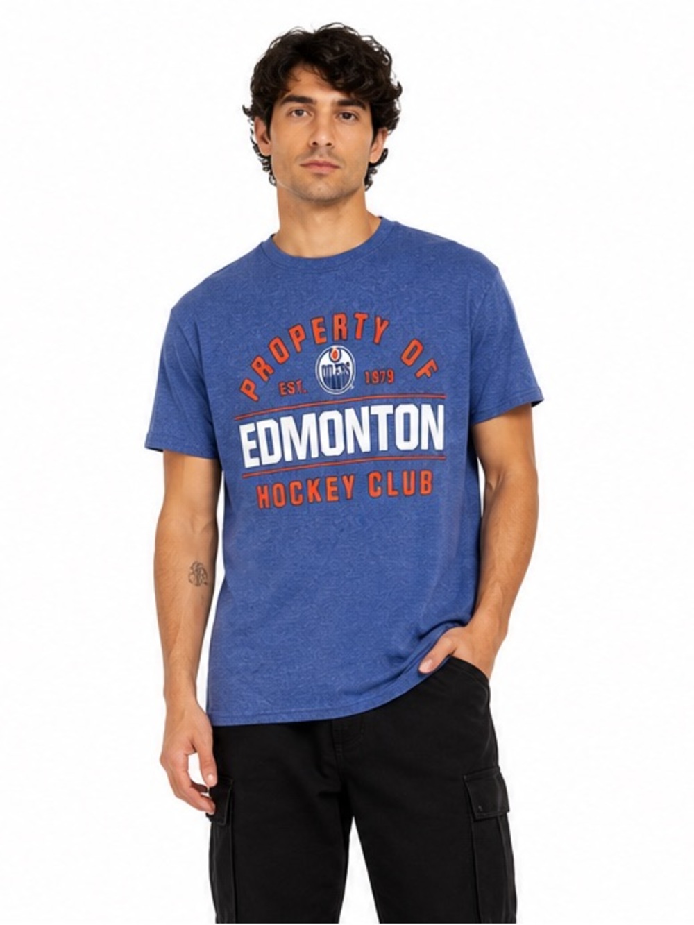 Edmonton Oilers Fanatics Property Of Hockey Club T-Shirt Blue Small NHL small